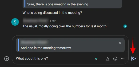 Google Chat에서 답장으로 인용하는 방법