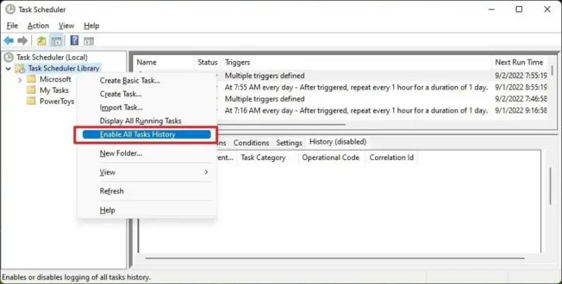 วิธีเปิดใช้งานประวัติ Task Scheduler บน Windows 11