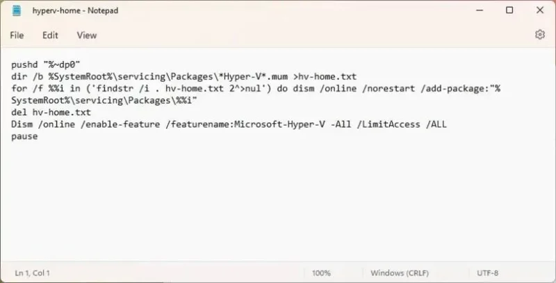 วิธีติดตั้ง Hyper-V บน Windows 11 Home