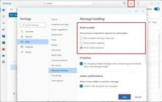 วิธีกำหนดค่าใบตอบรับการอ่านในแอป Outlook ใหม่สำหรับ Windows 11
