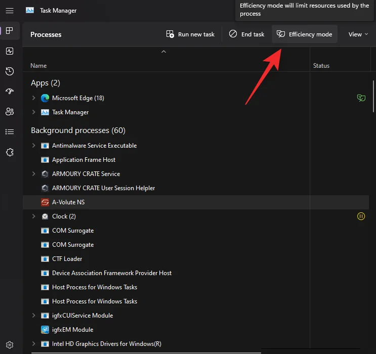 앱 또는 프로세스에 대해 Windows 11에서 효율성 모드를 켜거나 끄는 방법