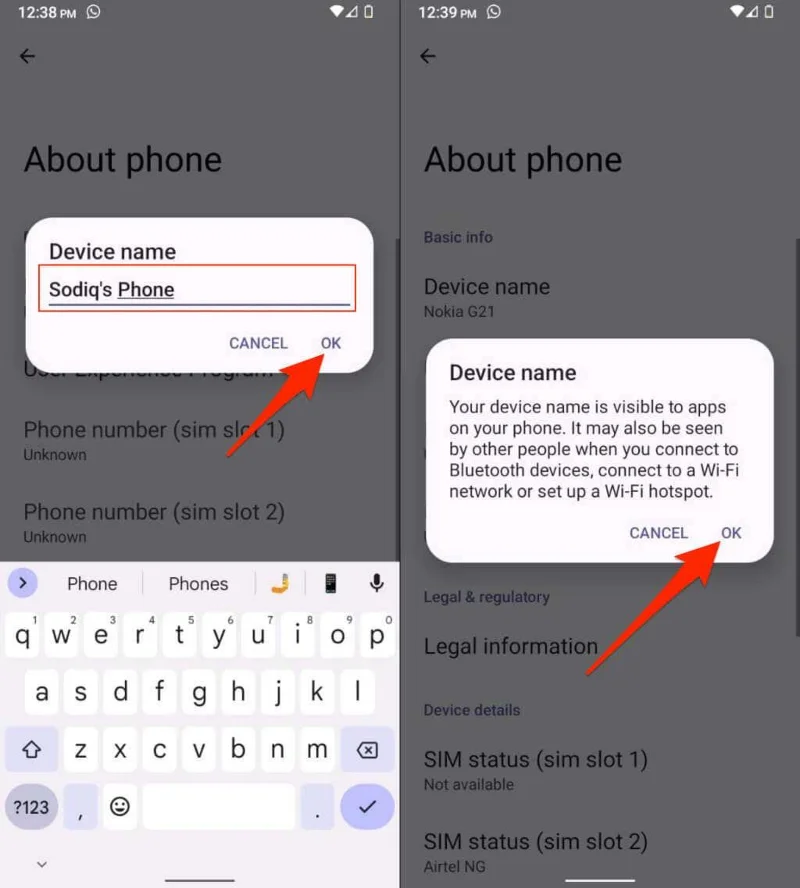 Android 휴대폰의 이름을 변경하는 방법