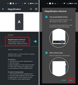 Activarea zoomului triple touch pe Android