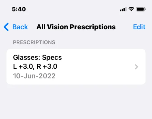 iOS 16의 iPhone 건강 앱에 시력 처방전을 추가하는 방법