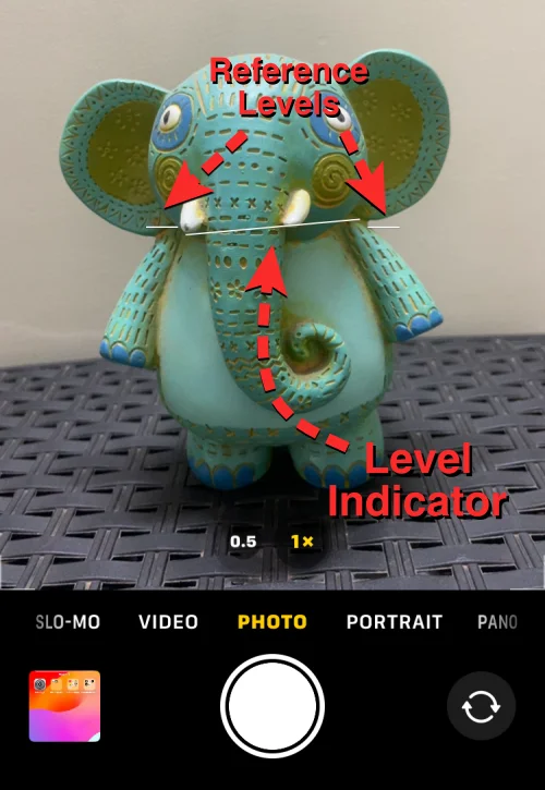 Comment ajouter un indicateur de niveau dans l'appareil photo sur iOS 17