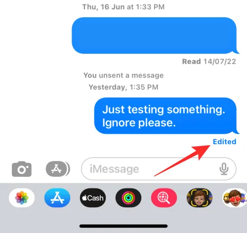 iOS 16의 iPhone 메시지에서 메시지 편집 기록을 보는 방법