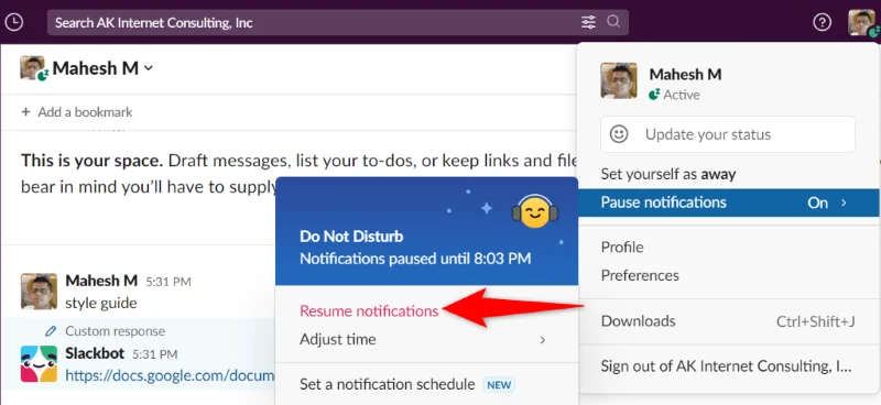 Slack 알림 재개