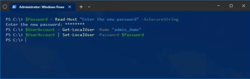 วิธีเปลี่ยนรหัสผ่านบัญชีโดยใช้ PowerShell บน Windows 10
