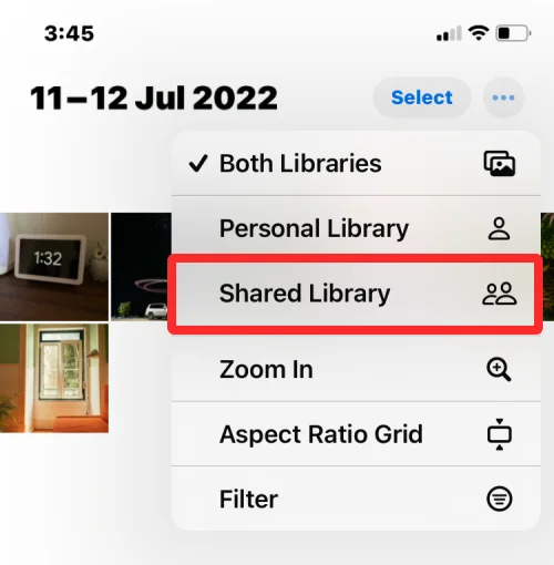 IOS 16: 사진 앱의 공유 라이브러리로 사진을 전송하는 방법