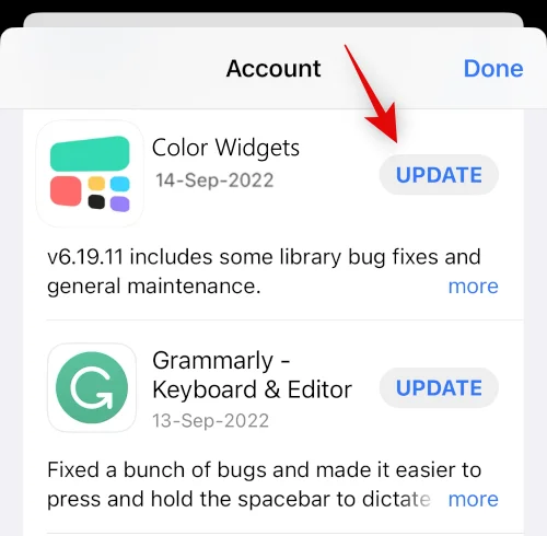 수정: iOS 16에서 색상 위젯이 작동하지 않음