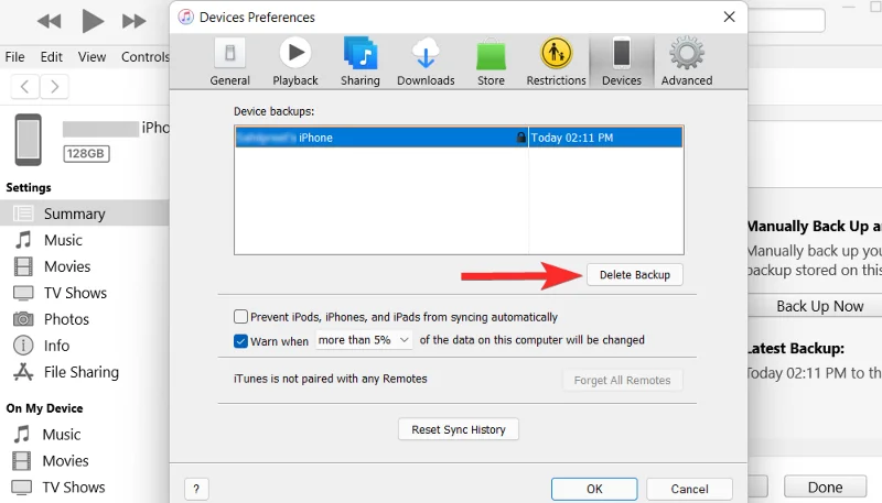 Windows 11에서 iTunes 백업을 삭제하는 방법