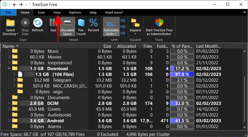 วิธีตรวจสอบพื้นที่ใช้งานบน Android จากพีซี Windows ผ่าน MTP