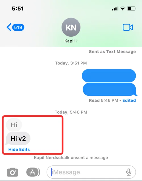 iOS 16의 iPhone 메시지에서 메시지 편집 기록을 보는 방법
