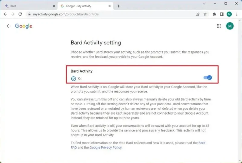 Google Bard AI のアクティビティ履歴をクリアする方法