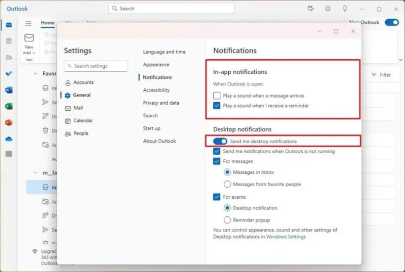 วิธีเปลี่ยนการตั้งค่าการแจ้งเตือนใน Outlook สำหรับ Windows 11