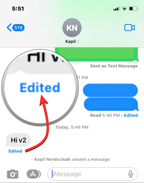 iOS 16의 iPhone 메시지에서 메시지 편집 기록을 보는 방법