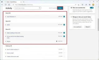 วิธีล้างประวัติการค้นหา Bing Chat AI