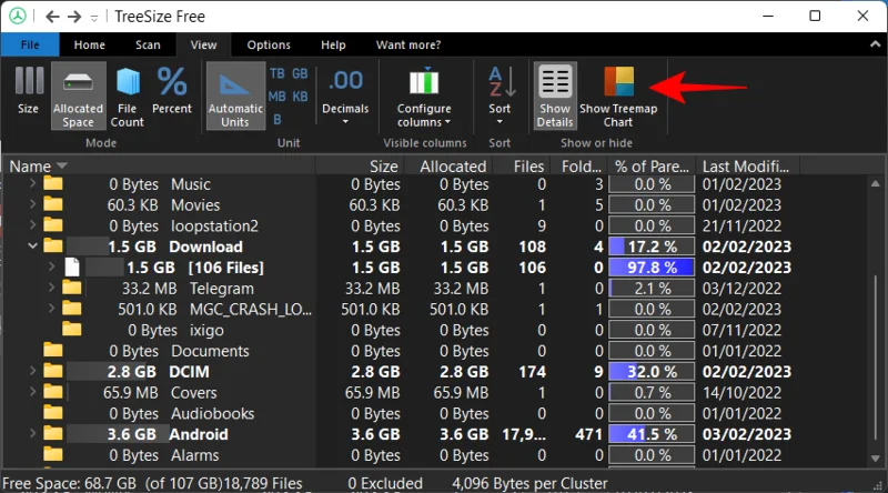 วิธีตรวจสอบพื้นที่ใช้งานบน Android จากพีซี Windows ผ่าน MTP