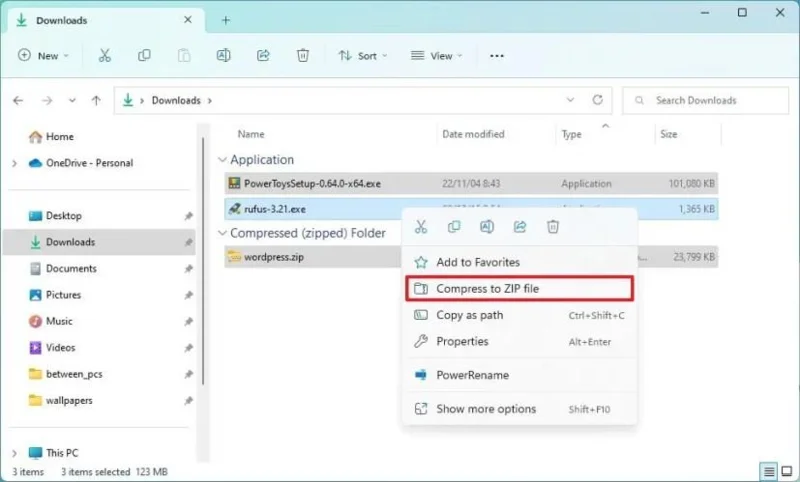 วิธีบีบอัด (บีบอัด) ไฟล์และโฟลเดอร์ใน Windows 11, 10