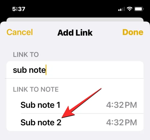 如何在裝有 iOS 17 的 iPhone 上鍊接筆記內的其他筆記