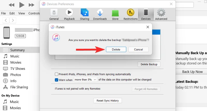 Windows 11에서 iTunes 백업을 삭제하는 방법
