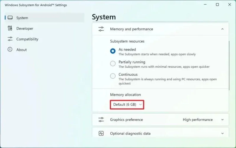 วิธีเปลี่ยนการจัดสรรหน่วยความจำสำหรับ WSA บน Windows 11