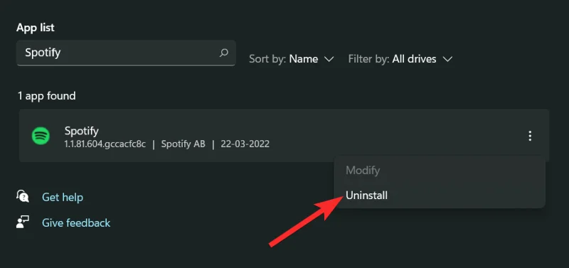 วิธีถอนการติดตั้ง Spotify บน Windows 11