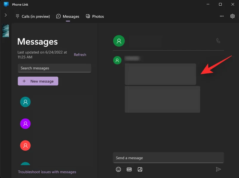 Windows 11의 Phone Link 앱에서 메시지를 검색하는 방법