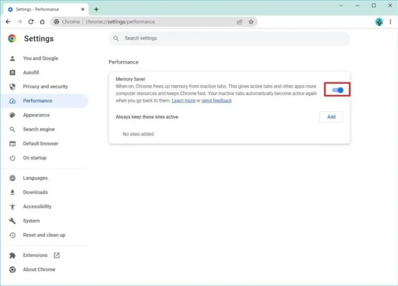 วิธีเปิดใช้งานแท็บประหยัดหน่วยความจำบน Google Chrome