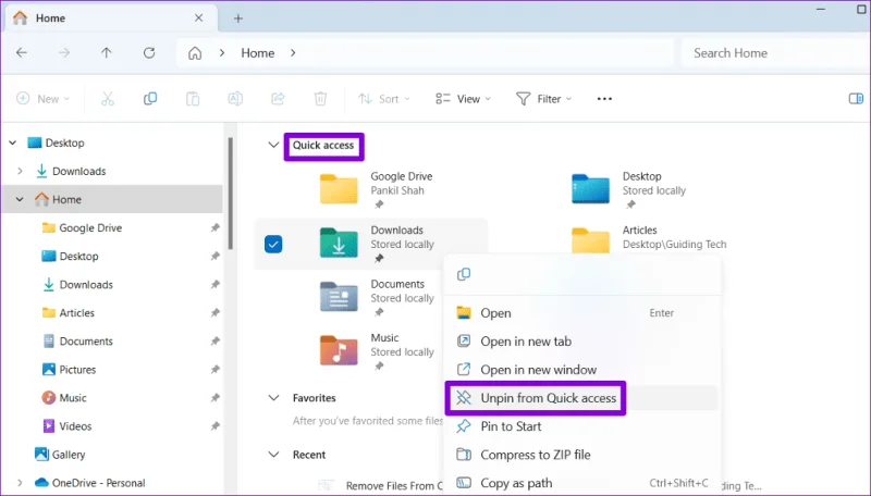 Recente bestanden verwijderen uit snelle toegang in Windows 11