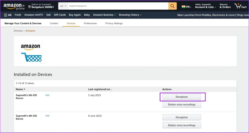 Come disconnettersi dall'app o dal sito web di Amazon