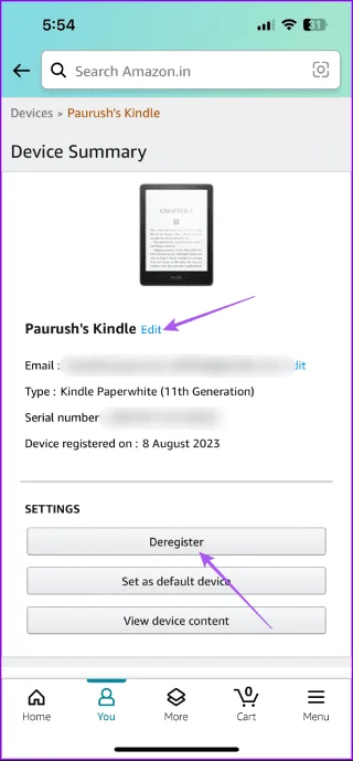 Come rimuovere il dispositivo Kindle dal tuo account Amazon