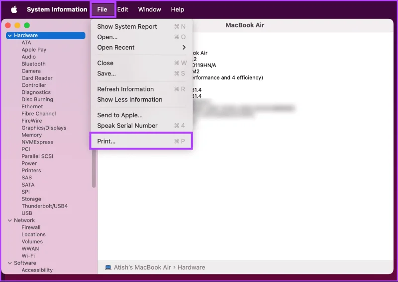 Come leggere e condividere il report di sistema su MacBook