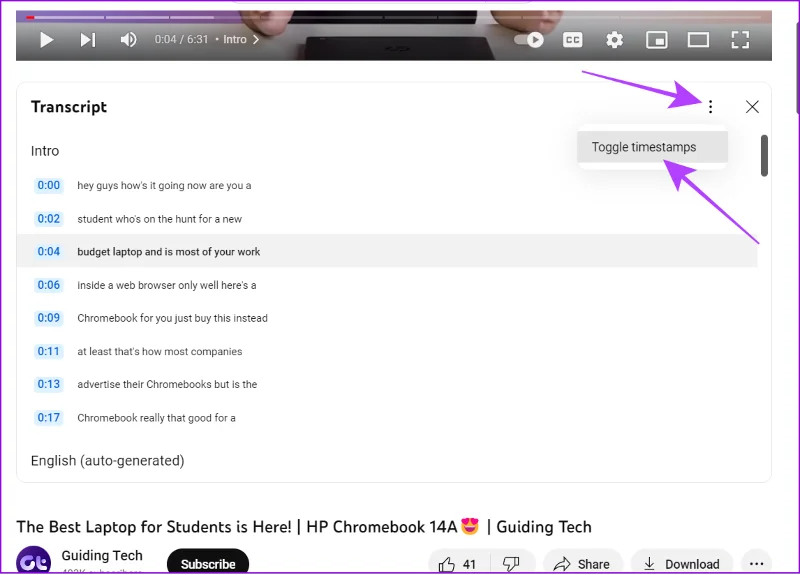 Come ottenere la trascrizione dei video di YouTube