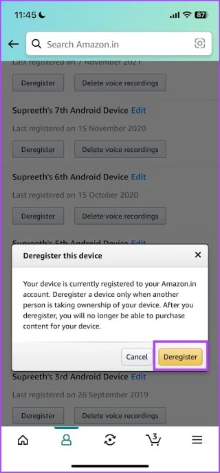 Come disconnettersi dall'app o dal sito web di Amazon