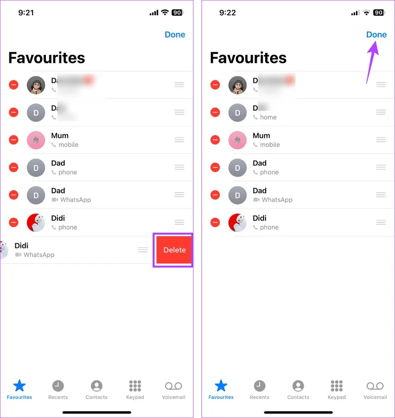 Cómo agregar o eliminar contactos de favoritos en iPhone