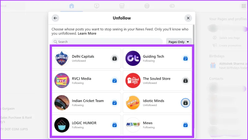 Comment ne plus suivre les pages Facebook auxquelles vous n'êtes plus lié