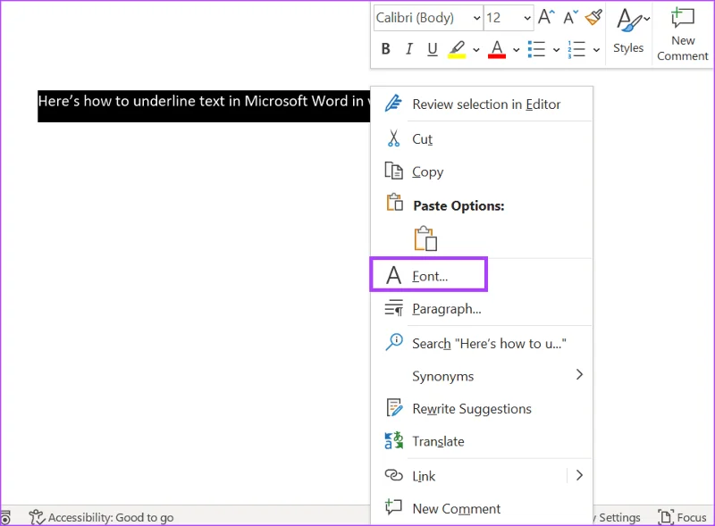 3 أفضل الطرق لتسطير النص في Microsoft Word