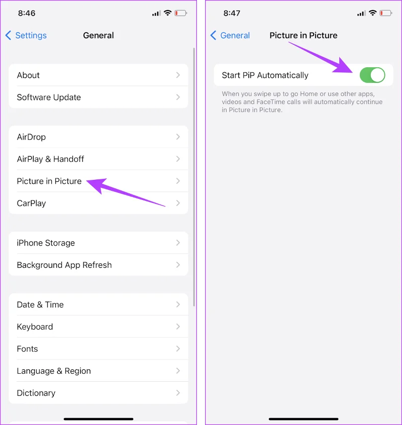 Hoe u de Picture-in-Picture-modus op iPhone en iPad kunt in- of uitschakelen