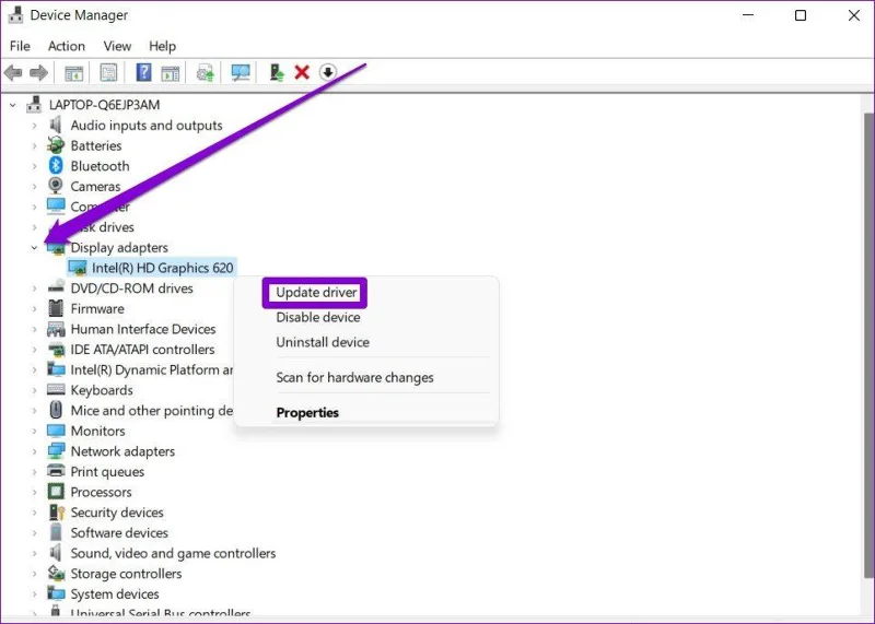 Actualizar controlador de pantalla en Windows 11