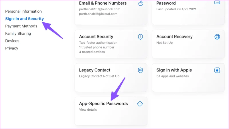 Accéder aux mots de passe spécifiques aux applications