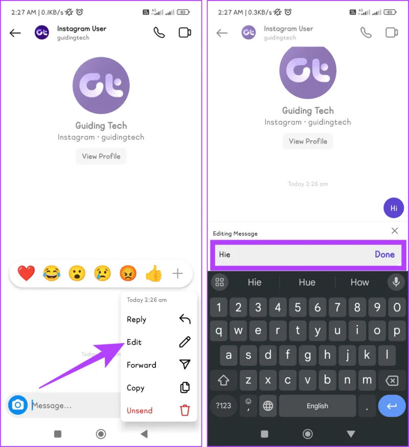 Come modificare i messaggi su Instagram