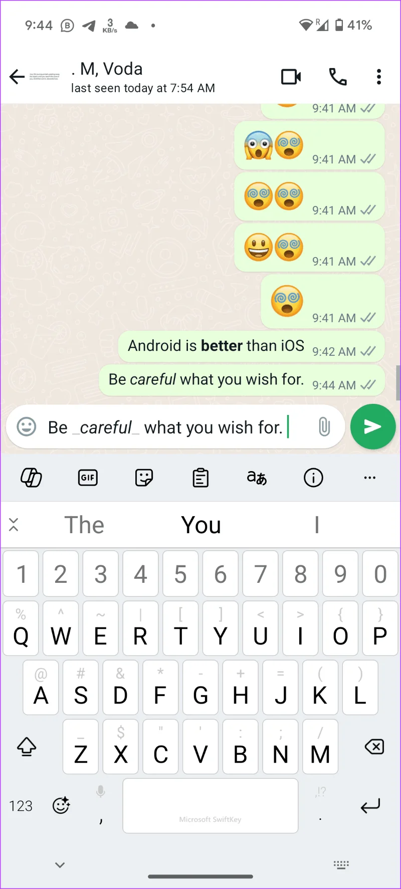 Kursiv formatierter Text in WhatsApp