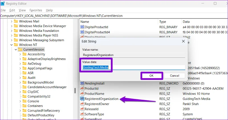 Cómo verificar o cambiar los detalles del propietario en Windows 11