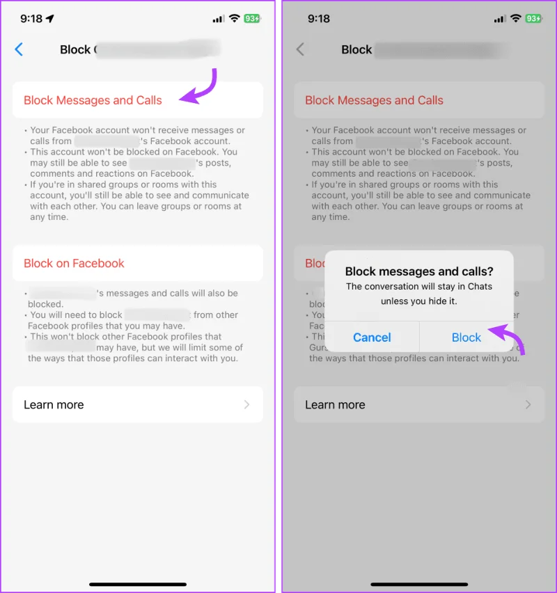 Puoi bloccare qualcuno su Facebook ma non su Messenger