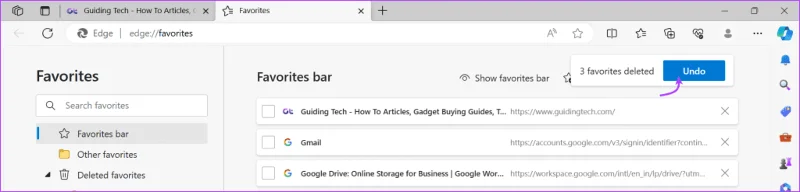 Hoe verwijderde favorieten in Microsoft Edge te herstellen