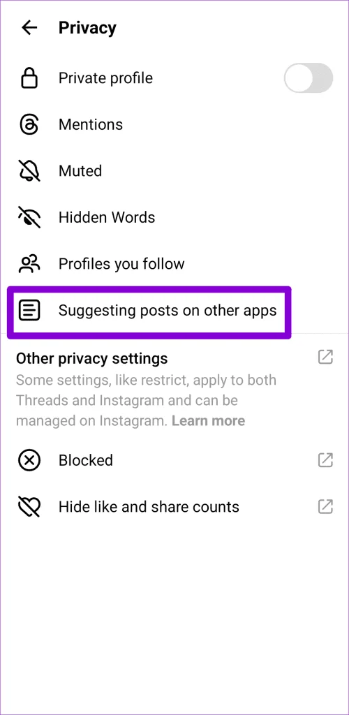 Come smettere di vedere post e notifiche dei thread su Instagram