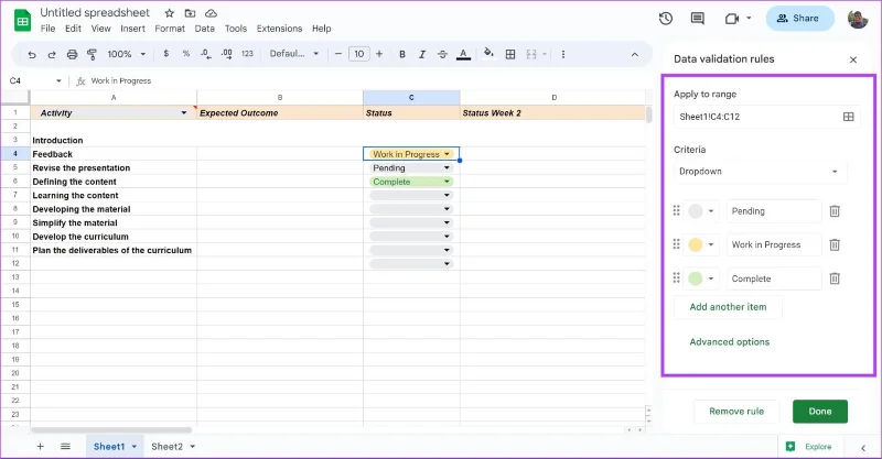Come creare, modificare ed eliminare elenchi a discesa in Fogli Google