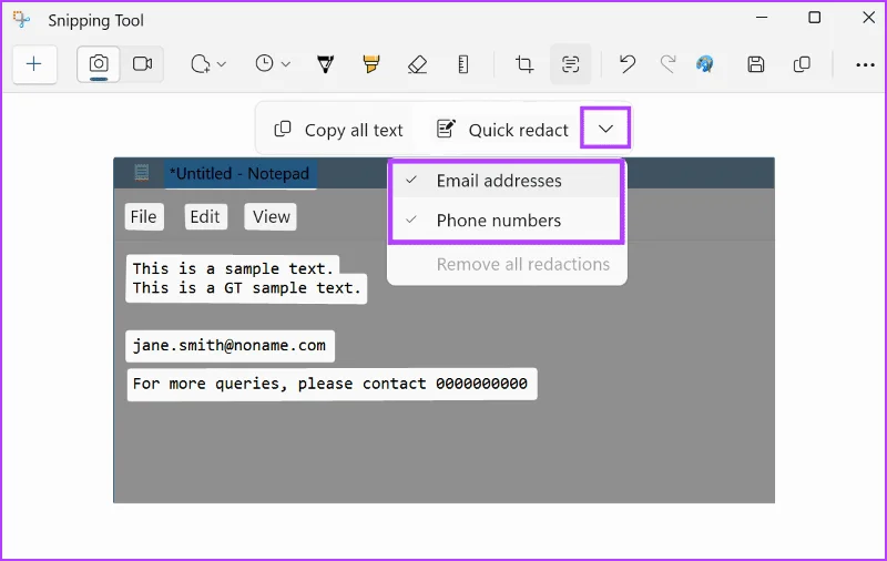 Cómo utilizar las acciones de texto de la herramienta Recortes en Windows 11