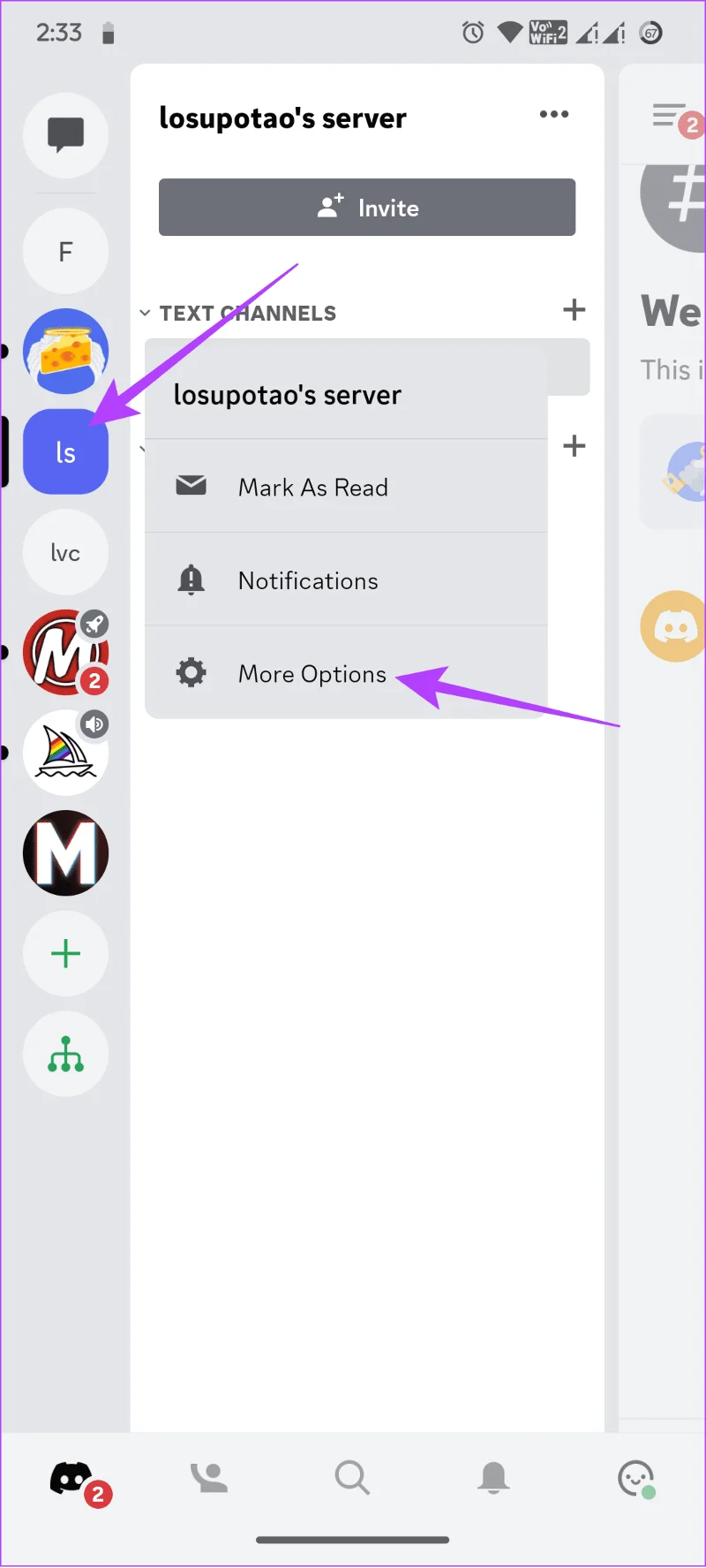 Paramètres serveur mobile